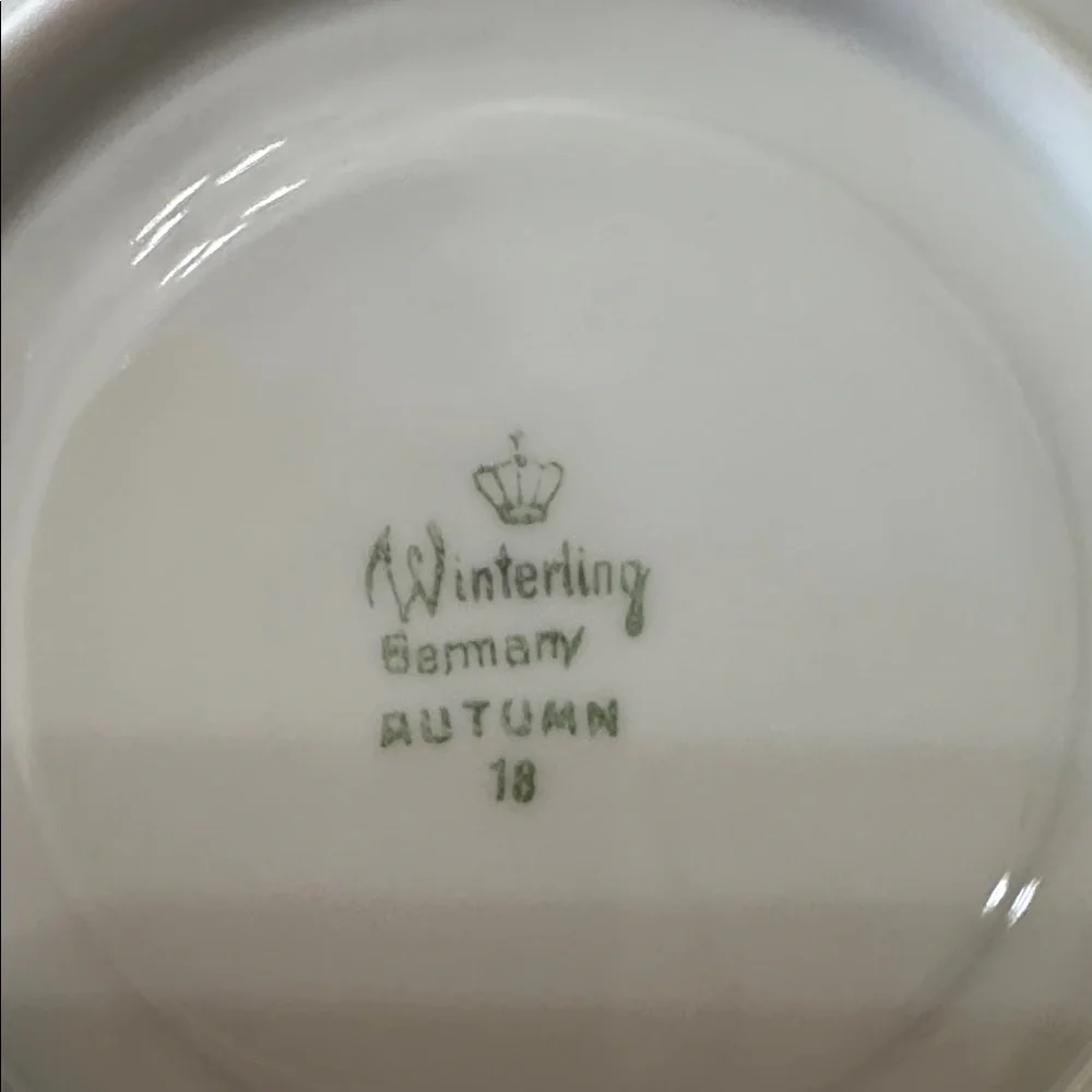 Winterling Bovaria Germany Autumn Leaves Set of 3 Saucers 6” Gold Trim Porcelain